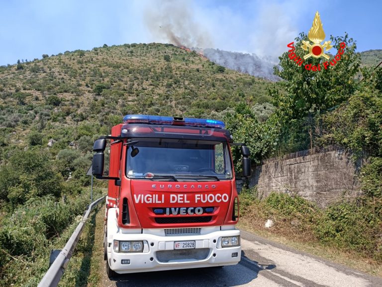 NUOVO INCENDIO DI MACCHIA MEDITERRANEA, INTERVENGONO GLI AEREI DEI VIGILI DEL FUOCO