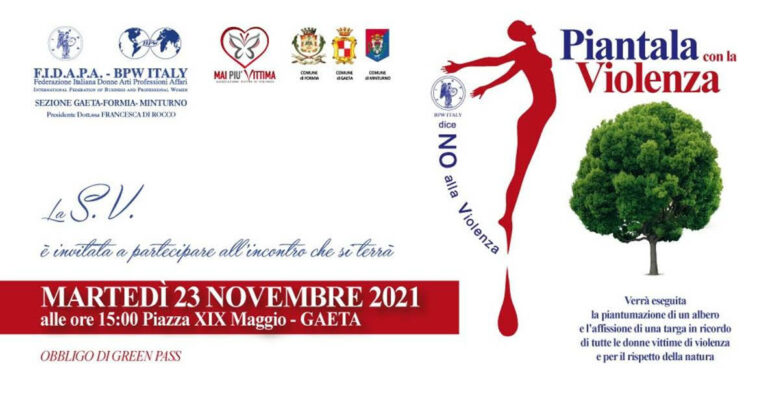 Gaeta a più firme appello: Piantala con la violenza, martedì 23 ore 15 in piazza XIX Maggio