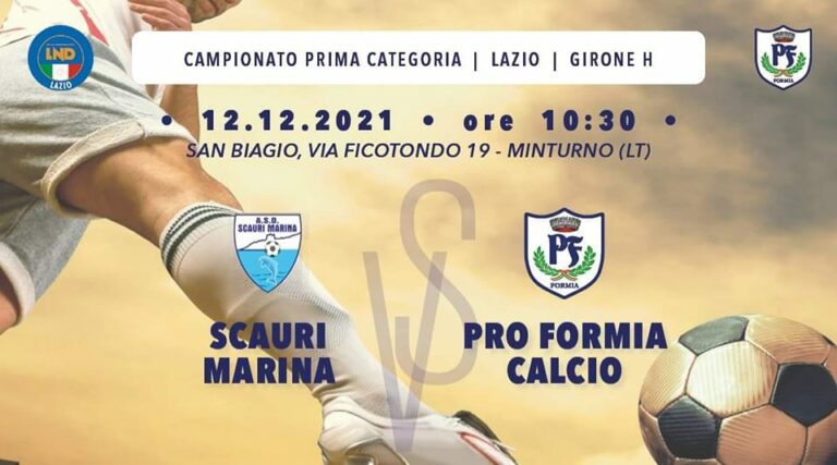 Calcio Prima Categoria: Scauri Marina batte Pro Formia con un perentorio 4 a 1 sul campo amico