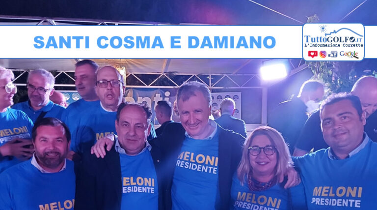 Santi Cosma e Damiano, Fratelli d’Italia: soddisfazione e ringraziamento ai cittadini