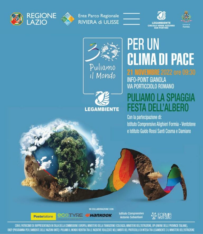 Puliamo il mondo trentesima edizione lunedì 21 novembre coordinata dal Parco Regionale Riviera di Ulisse