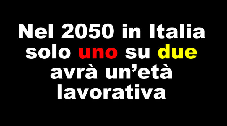 Nel 2050 in Italia solo uno su due avrà un’età lavorativa
