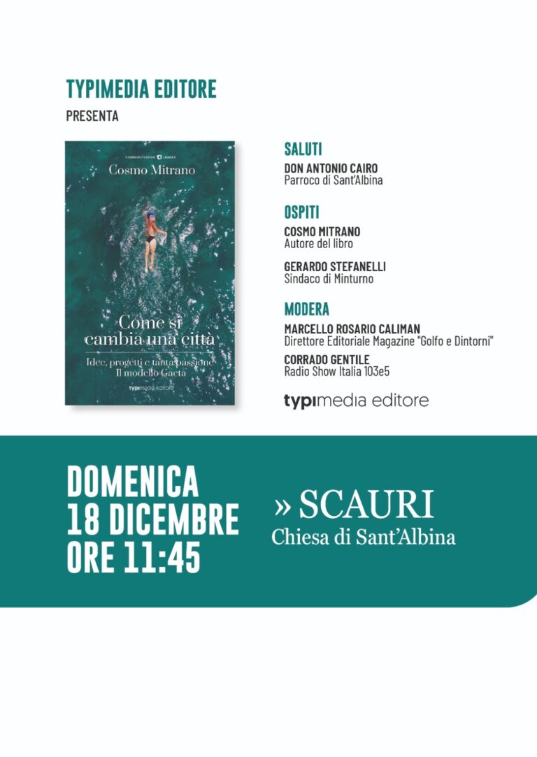 Scauri: Mitrano domenica ore 11.45 presenta il suo libro