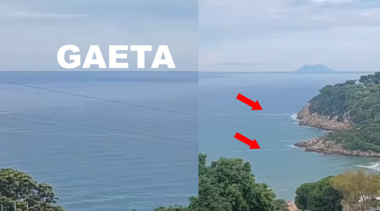 Scia di schiuma bianca a Gaeta. Il VIDEO di Giovanni Castorina