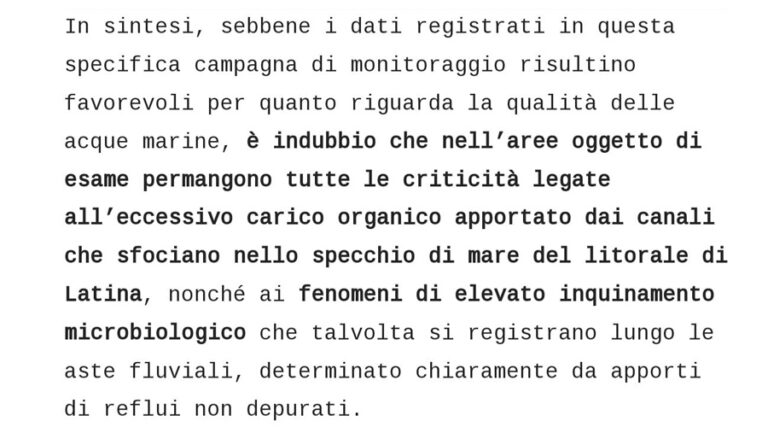 Il commento di Eduardo Zonfrillo, presidente di Legambiente Sud Pontino, alle dichiarazioni di ARPA Lazio