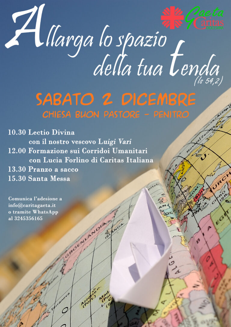 Formia: la Caritas il 2 dicembre si riunisce a Penitro con il nostro Arcivescovo Mons. Luigi Vari