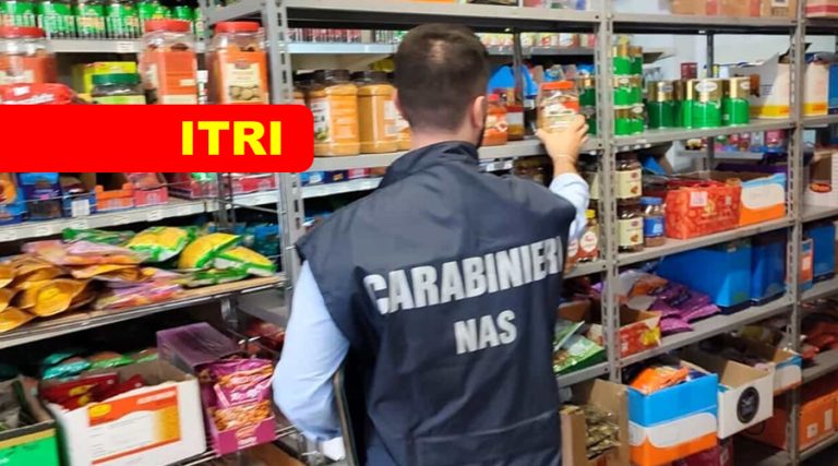 NAS in azione ad Itri: sequestro di vari generi alimentari e bevande nonché sospensione di una attività