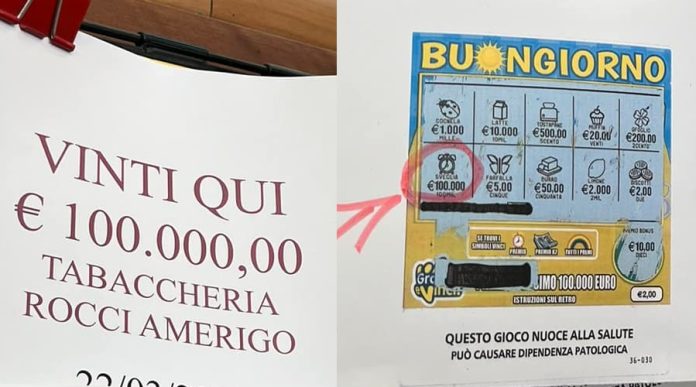 vinti 100.000€ gratta e vinci