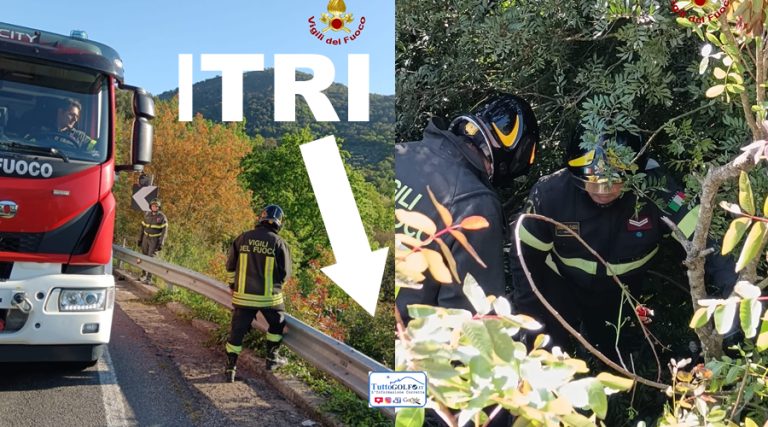 Itri, incidente stradale con la moto: una donna finisce in un dirupo