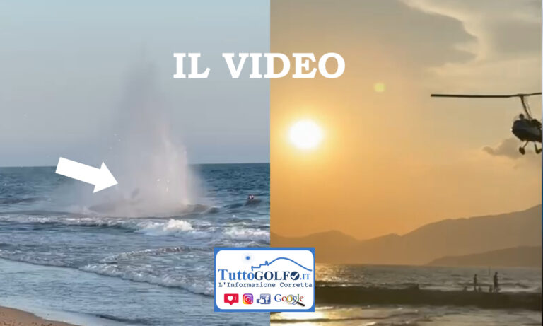 VIDEO SPAVENTOSO e FOTO – Ultraleggero si schianta nel mare di Minturno