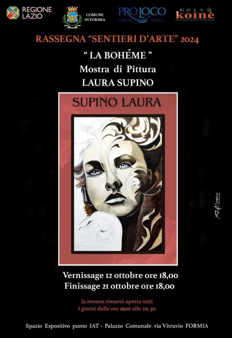 La “Boheme” di Laura Supino, artista in esposizione al punto IAT Formia dal 12 al 21 ottobre.