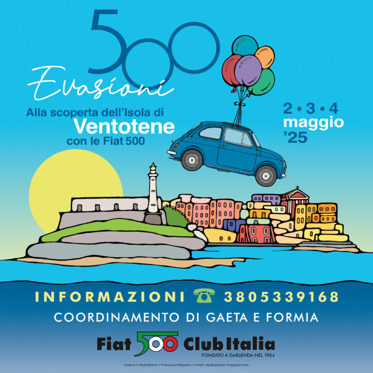Ventotene si Trasforma in un Museo a Cielo Aperto con il Raduno di Fiat 500 d’Epoca “500 Evasioni”