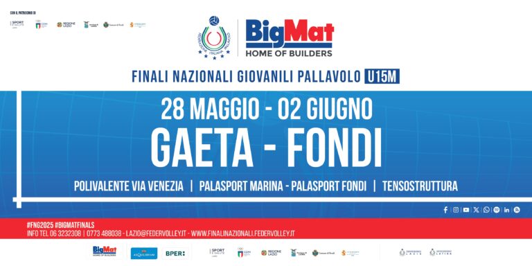 BigMat Finali Nazionali Giovanili U15 di Volley: il 27 maggio a Gaeta