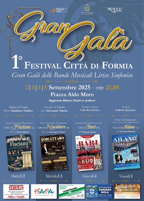 Formia: Primo Festival e Gran Galà delle Bande Musicali a concerto lirico sinfonico e operistico. Scommessa vinta.