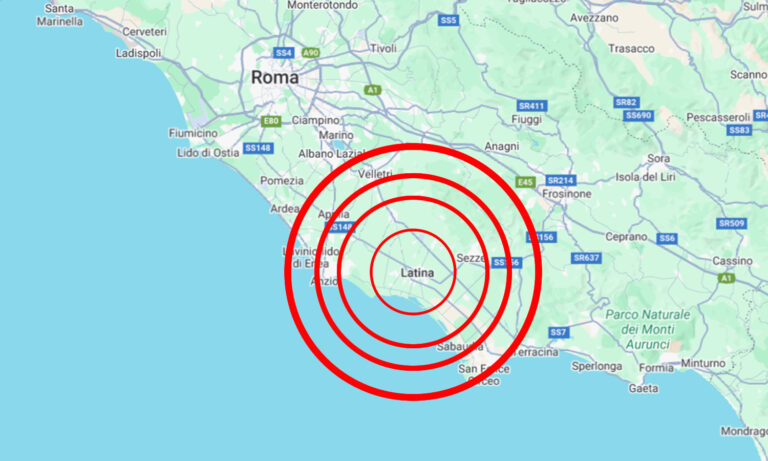 Terremoto a Latina nella notte di magnitudo 3.2