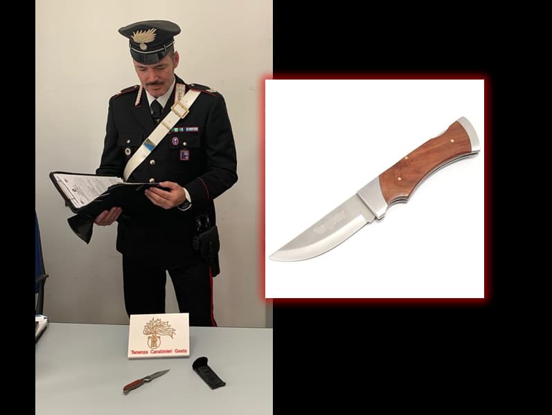 GAETA - Sorpreso con un coltello a serramanico