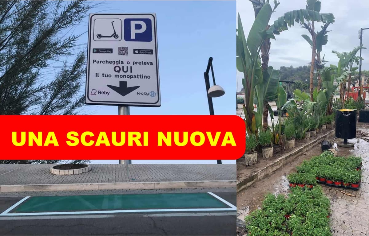 Scauri, il lungomare cambia look: piante e stalli per i monopattini