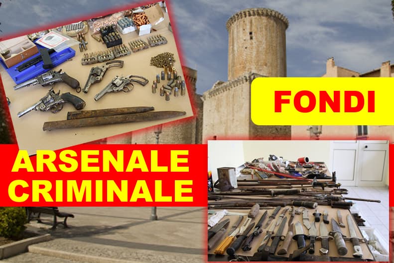 Fondi - Sequestrato un arsenale criminale. Armi come Pistole, coltelli, inneschi e molto altro