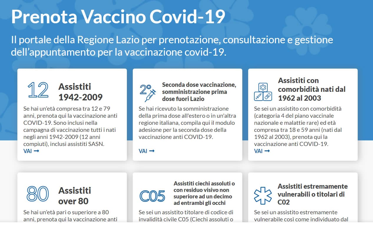 Regione Lazio - Riparte il sistema di prenotazione vaccinale