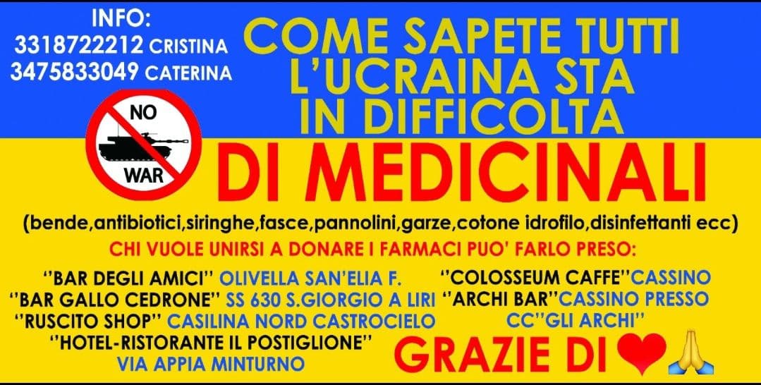 SOS Ucraina: anche nel golfo di Gaeta è in moto la macchina della solidarietà