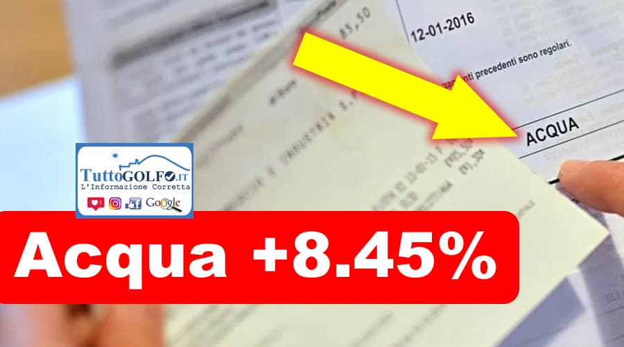 Aumento del costo dell'acqua: tariffe + 8,45%
