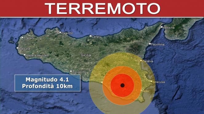 Terremoto: magnitudo 4.1 tra province di Catania e Ragusa