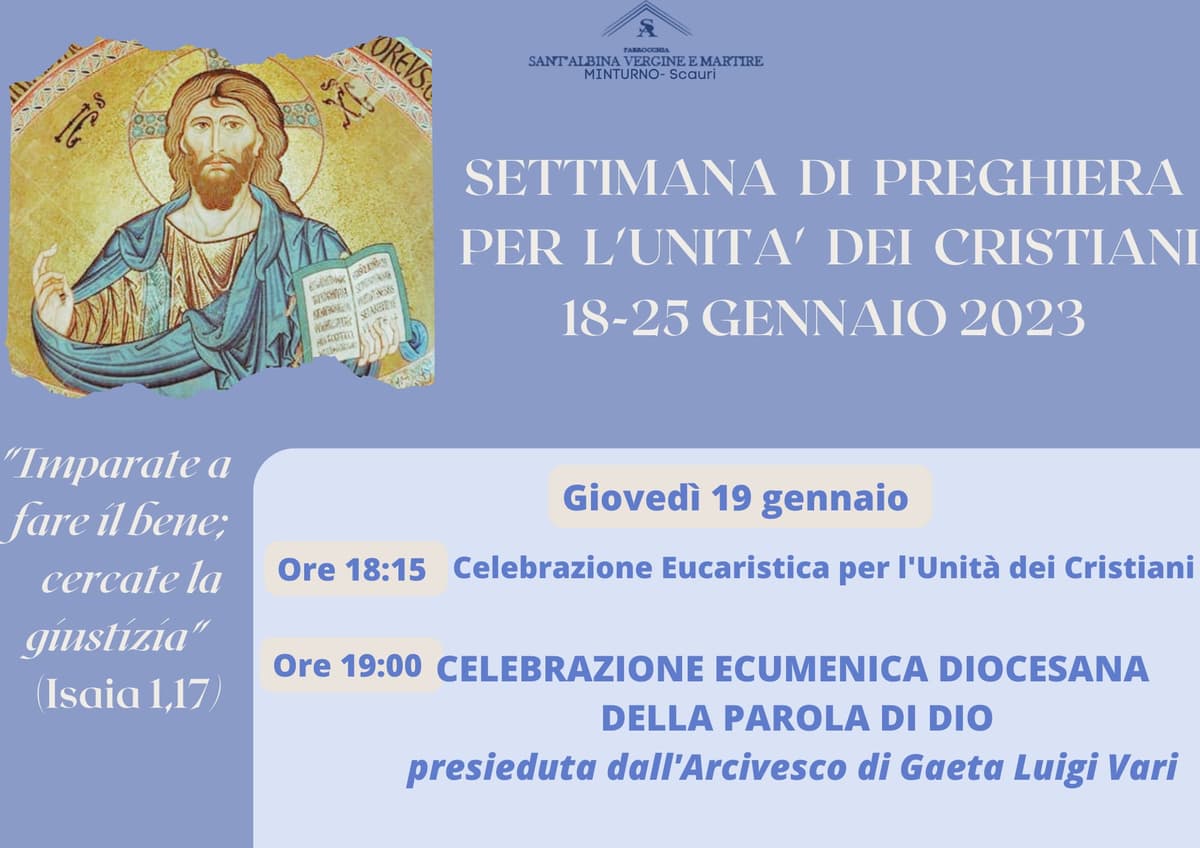 Scauri: Celebrazione Ecumenica giovedì 19 gennaio ore 19.00, presiede l'Arcivescovo Mons. Vari