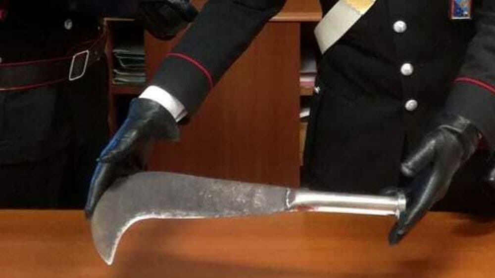 Danneggiano un'auto in sosta. Nel giubbotto nascondeva una roncola di 37cm