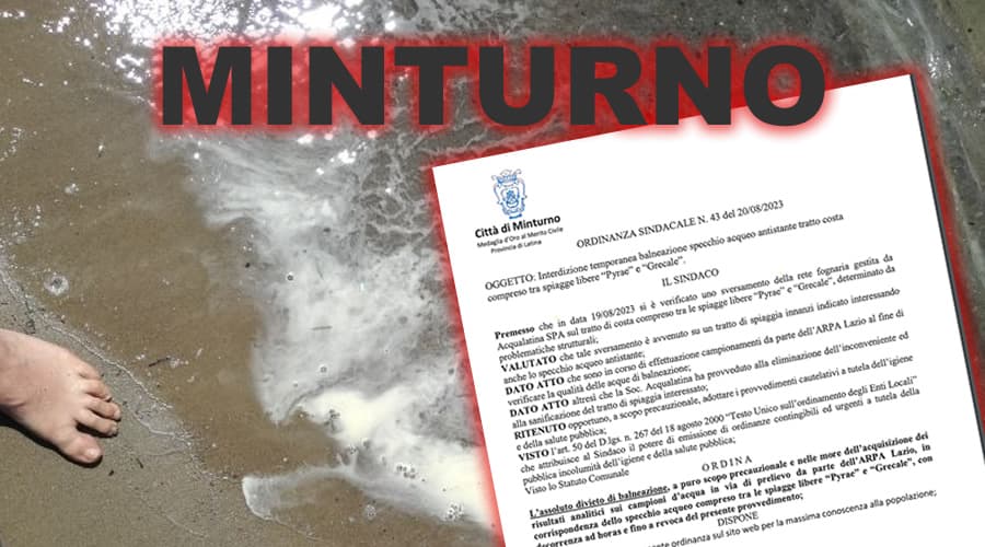 Minturno: balneazione temporaneamente interdetta. Ecco dove. Ordinanza sindacale n°43