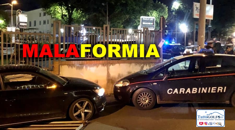 MALAFORMIA: fuga e speronamento nel centro di Formia. Scene da film in pieno centro. Era sotto effetto di cocaina e hashish