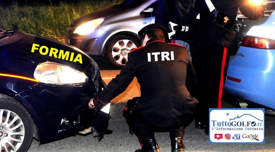 Speronano l'auto dei carabinieri e fuggono. Inseguimento tra le vie di Formia da parte dei Carabinieri di Itri