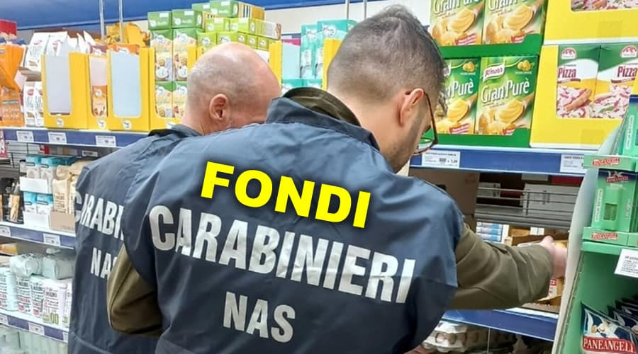 NAS in azione a Fondi: 150 kg di salumi e formaggi sequestrati.  Fioccano le sanzioni