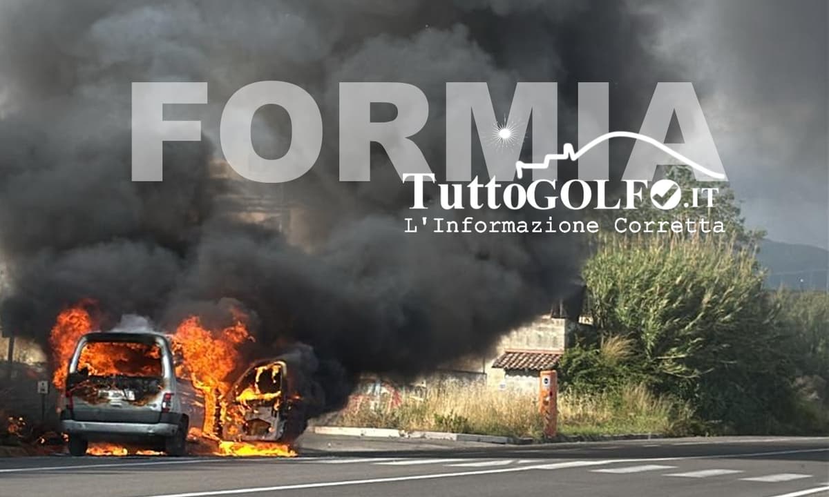 Formia - Veicolo avvolto dalle fiamme a Penitro lungo la SR630