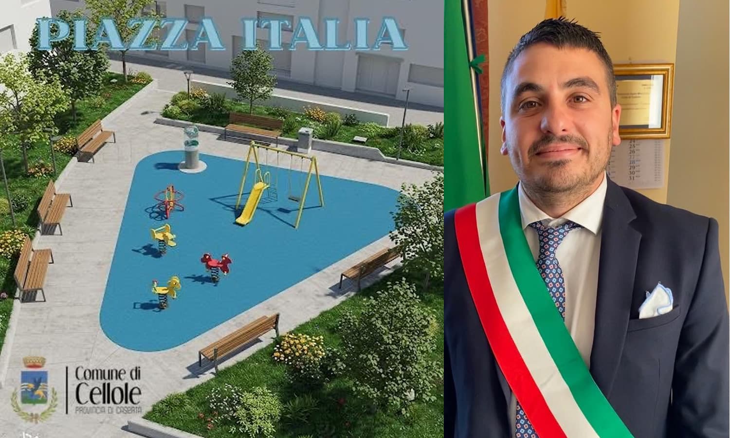 Cellole, Piazza Italia si rinnova: lavori di riqualificazione e nuovo parco giochi per i bambini
