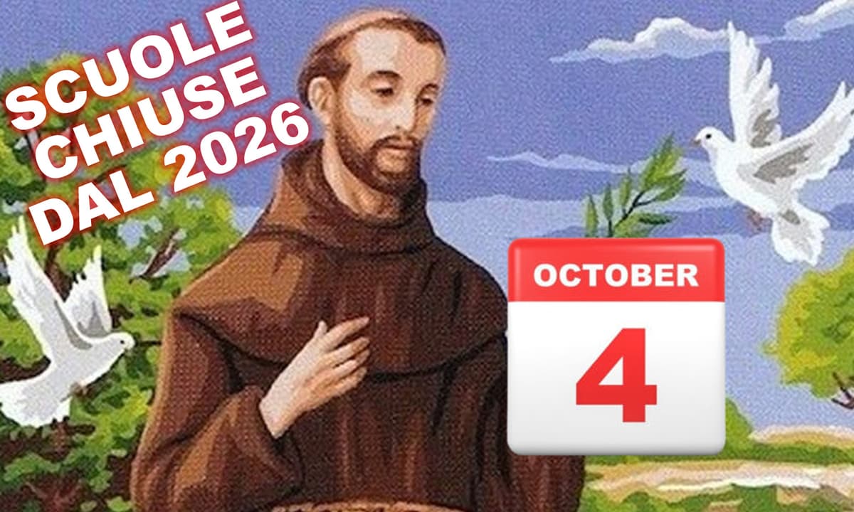 Dal 2026 scuole chiuse il 4 ottobre per festeggiare San Francesco ma...... Inoltre il primo ponte cadrà nel 2027