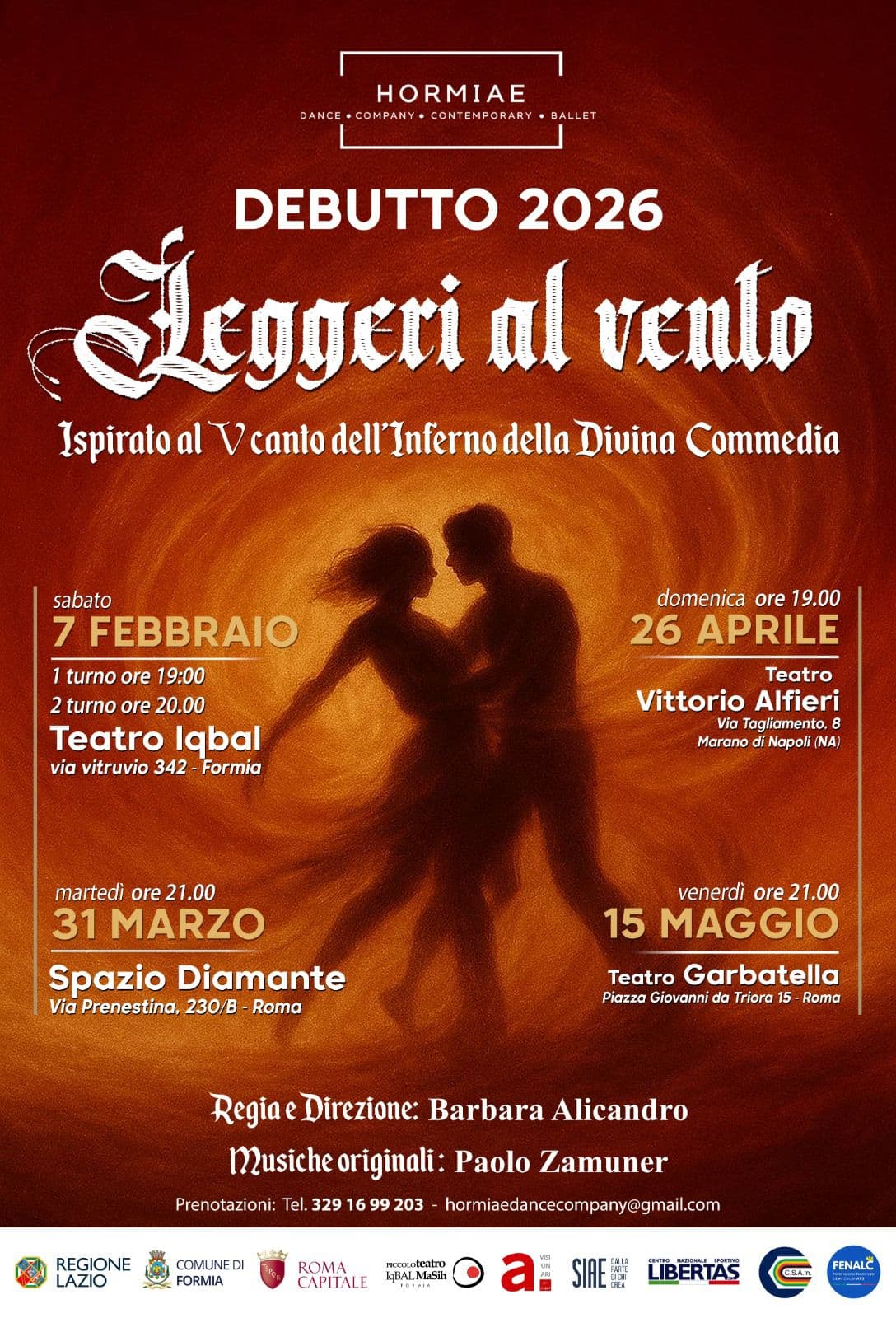 “Leggeri al velo”: il debutto 2026 di Hormiae Dance Company tra Dante e danza contemporanea