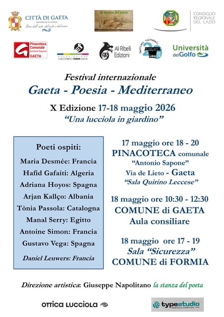 X° Edizione: Poesia - Mediterraneo a Gaeta e Formia 18 maggio, direttore artistico Giuseppe Napolitano