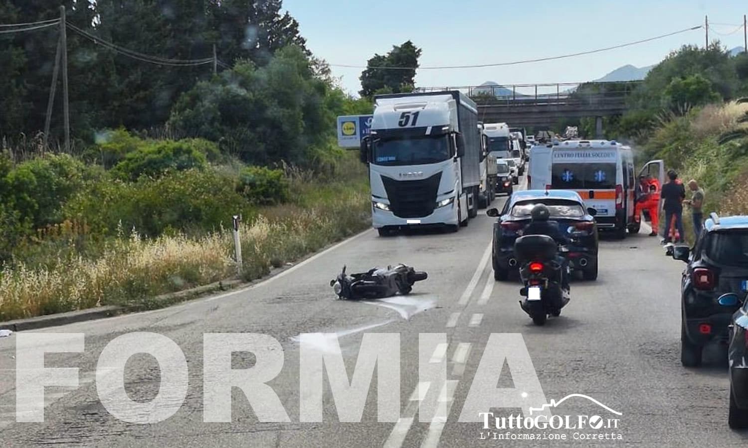 Formia, ancora un incidente: centauro a terra, interviene il 118