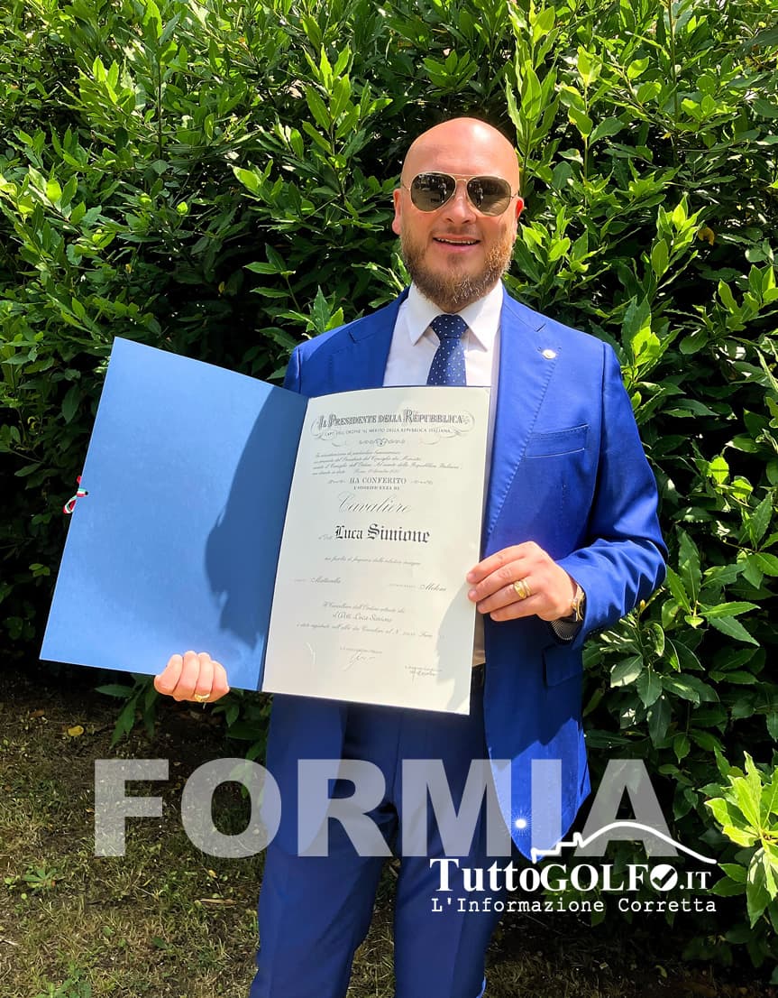 Formia - Onorificenza della Repubblica per Luca Simione: nominato Cavaliere al Merito