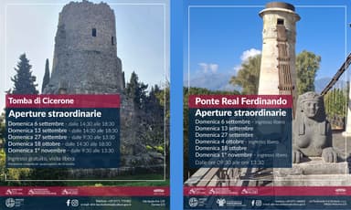 Aperture straordinarie della Tomba di Cicerone a Formia e del Ponte Real Ferdinando a Minturno