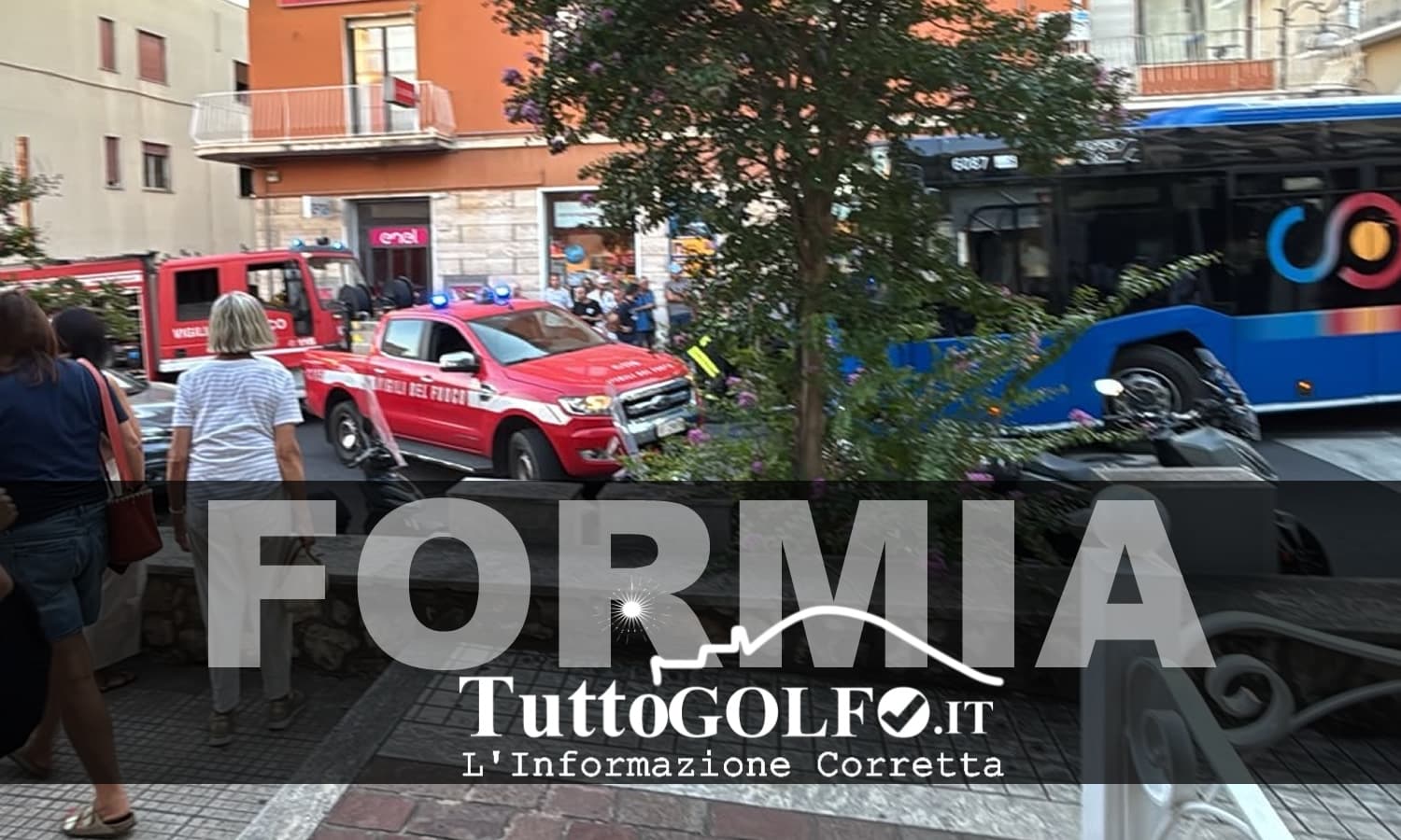 Formia - Donna sotto un autobus di linea: intervento dei Vigili del Fuoco alla “Salita delle Poste”