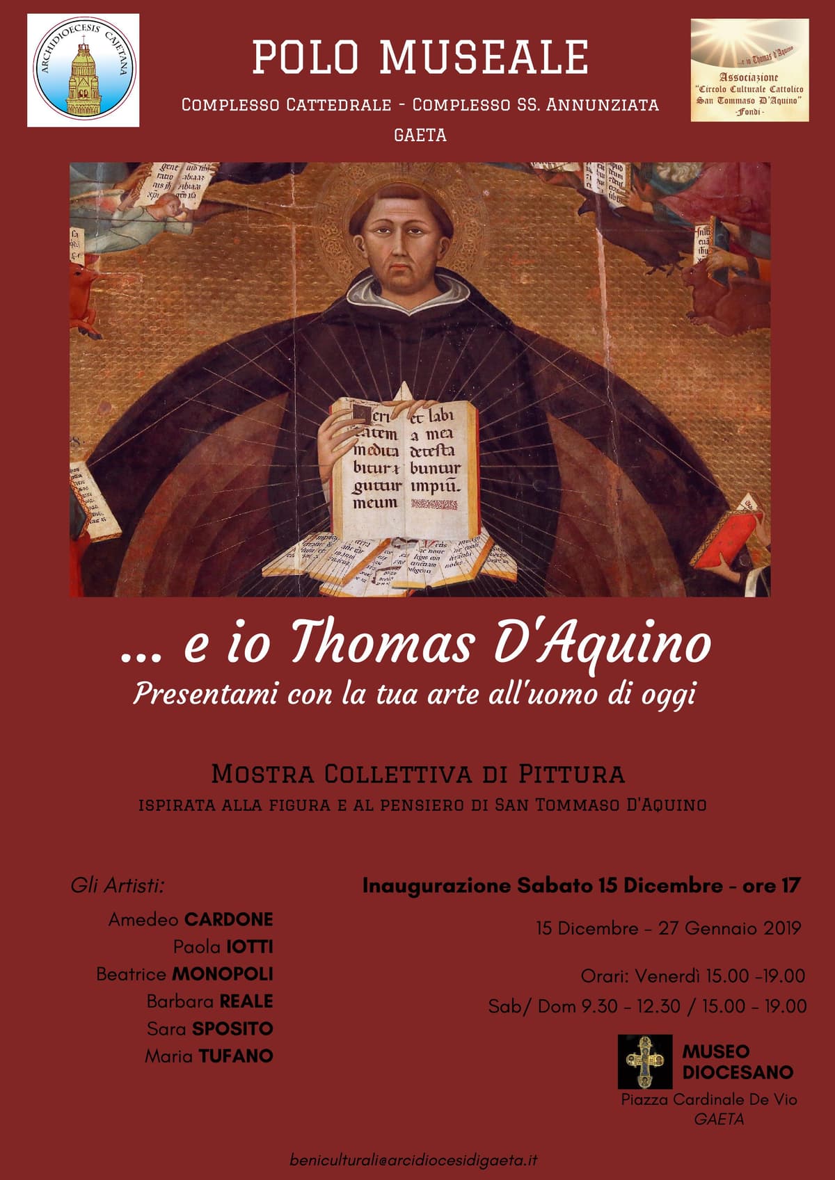 Gaeta- Mostra al Museo diocesano “… e io Thomas D’Aquino - Presentami con la tua arte all’uomo di oggi”