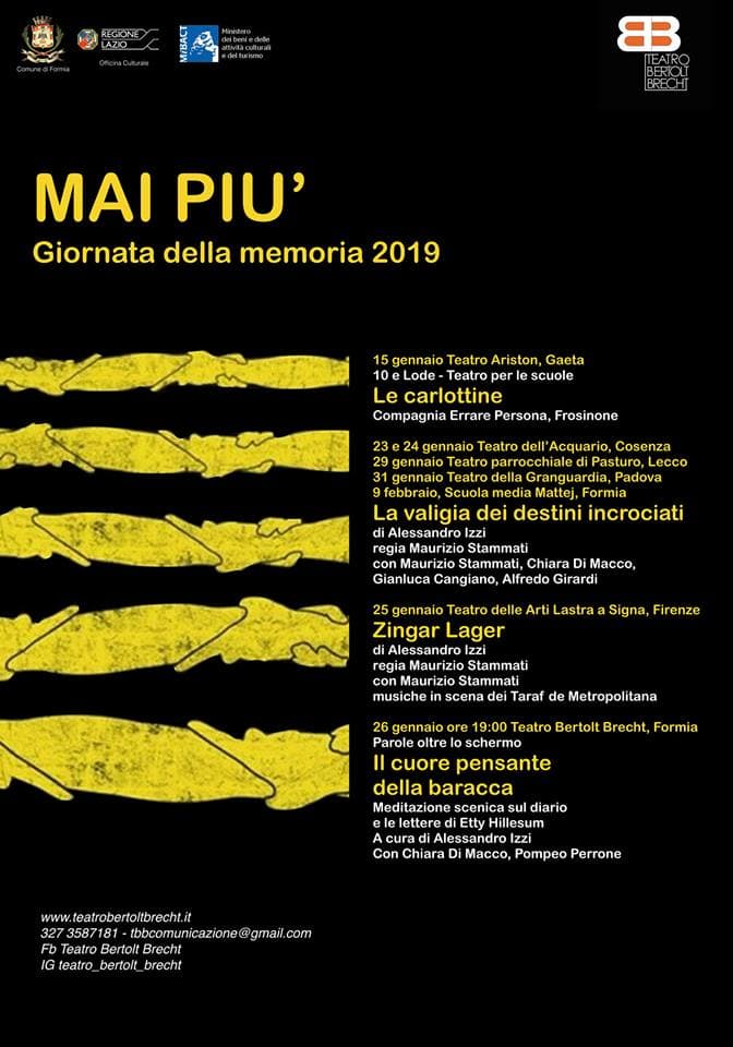 MAI PIU’- Il viaggio della memoria del Teatro Bertolt Brecht, 23 – 31 gennaio