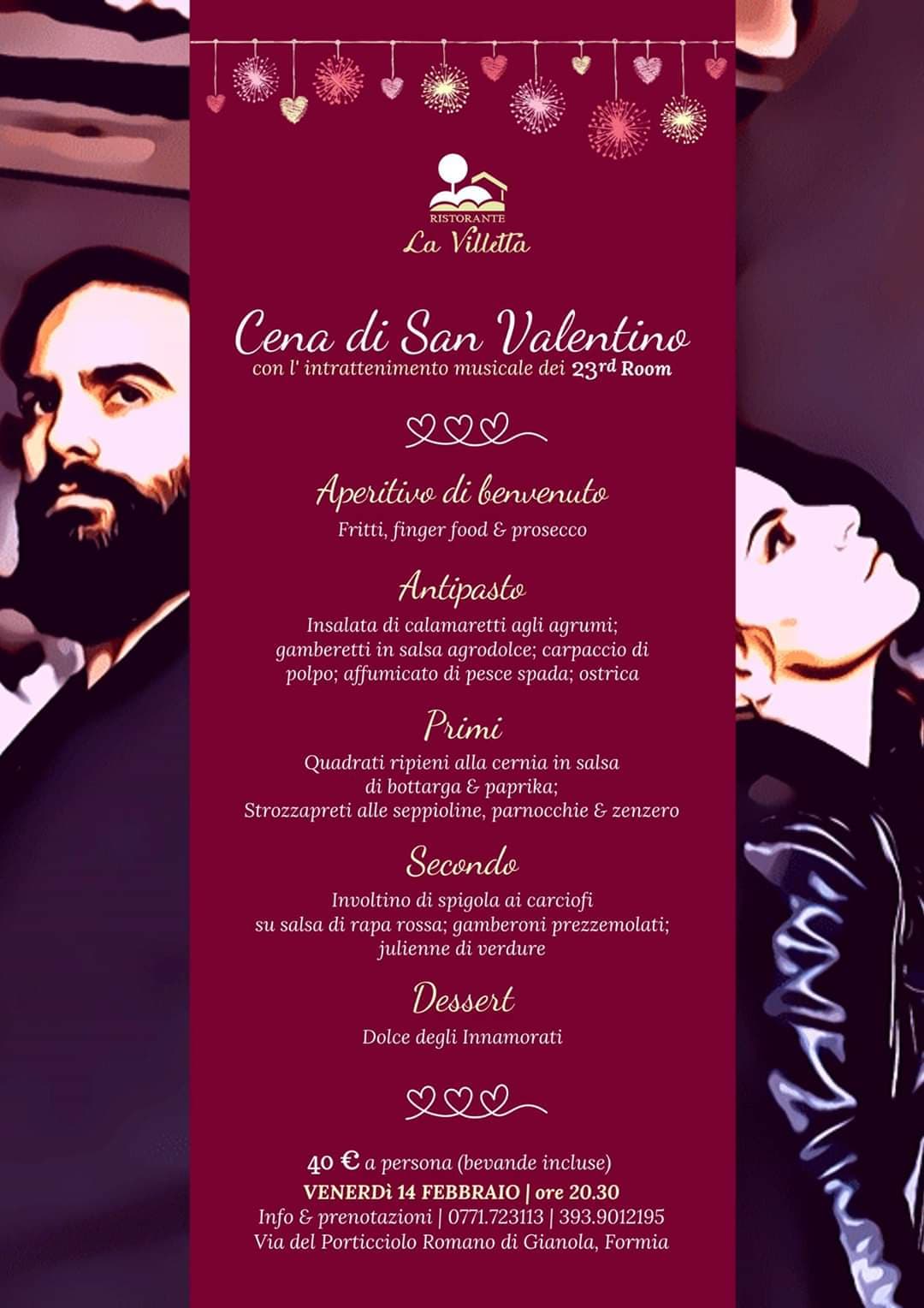 EVENTO - San Valentino, il menù del Ristorante La Villetta