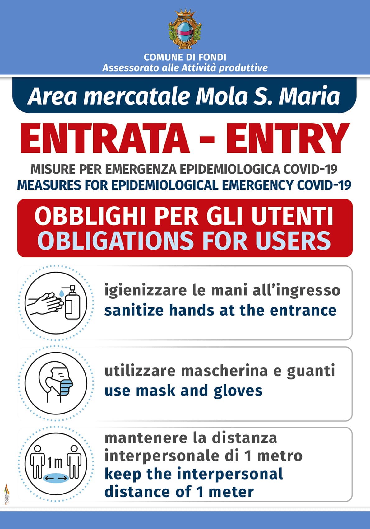 IL COMUNE DI FONDI RIAPRE IL MERCATO DOMENICALE DI VIA MOLA DI SANTA MARIA