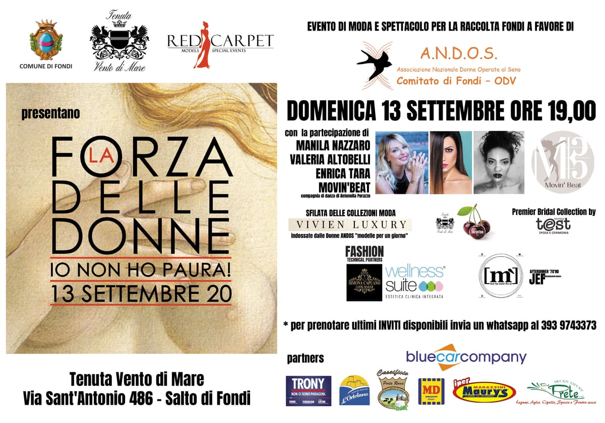 FONDI: LA FORZA DELLE DONNE - IO NON HO PAURA SECONDA EDIZIONE DOMENICA PROSSIMA SERA