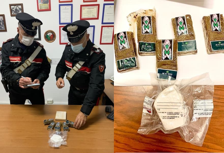MINTURNO - PANETTI DI HASHISH E COCAINA, 38ENNE ARRESTATA