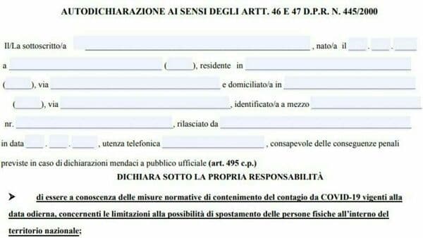 AUTOCERTIFICAZIONE NATALE 2020, IL MODULO DA SCARICARE