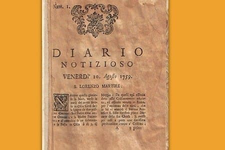 A NAPOLI IL PRIMO QUOTIDIANO D'ITALIA: IL DIARIO NOTIZIOSO FONDATO IL 10 AGOSTO 1752