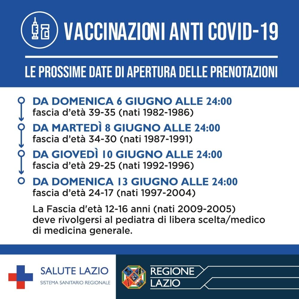 Vaccini - Le prossime date di apertura delle prenotazioni